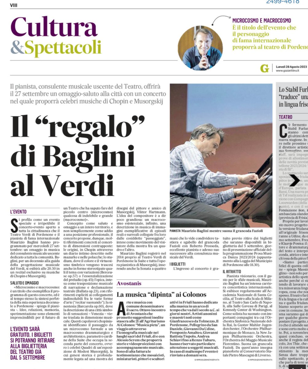 Concerto per la città, le persone e la comunità.

📍27 settembre ore 20.30
❤️ Un invito aperto a tutti, partecipazione gratuita