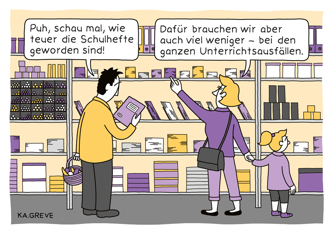 KatharinaGreve's tweet photo. #schulanfang #ferienende #inflation #Schulmaterial #cartoon #Karikatur https://t.co/abwz6eoxzK
