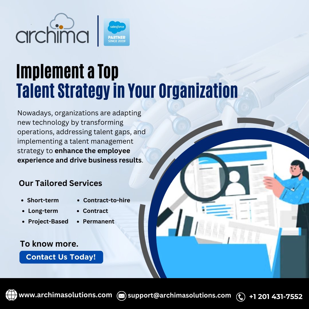 ArchimaSolution's tweet photo. Archima: Your Go-To Salesforce Staffing Firm. Hire skilled professionals, upgrade your technology, and improve team performance to achieve better business results. 📈

#SalesforceStaffing #TalentManagement #BusinessPerformance #ROI https://t.co/8tuRw3nDAx