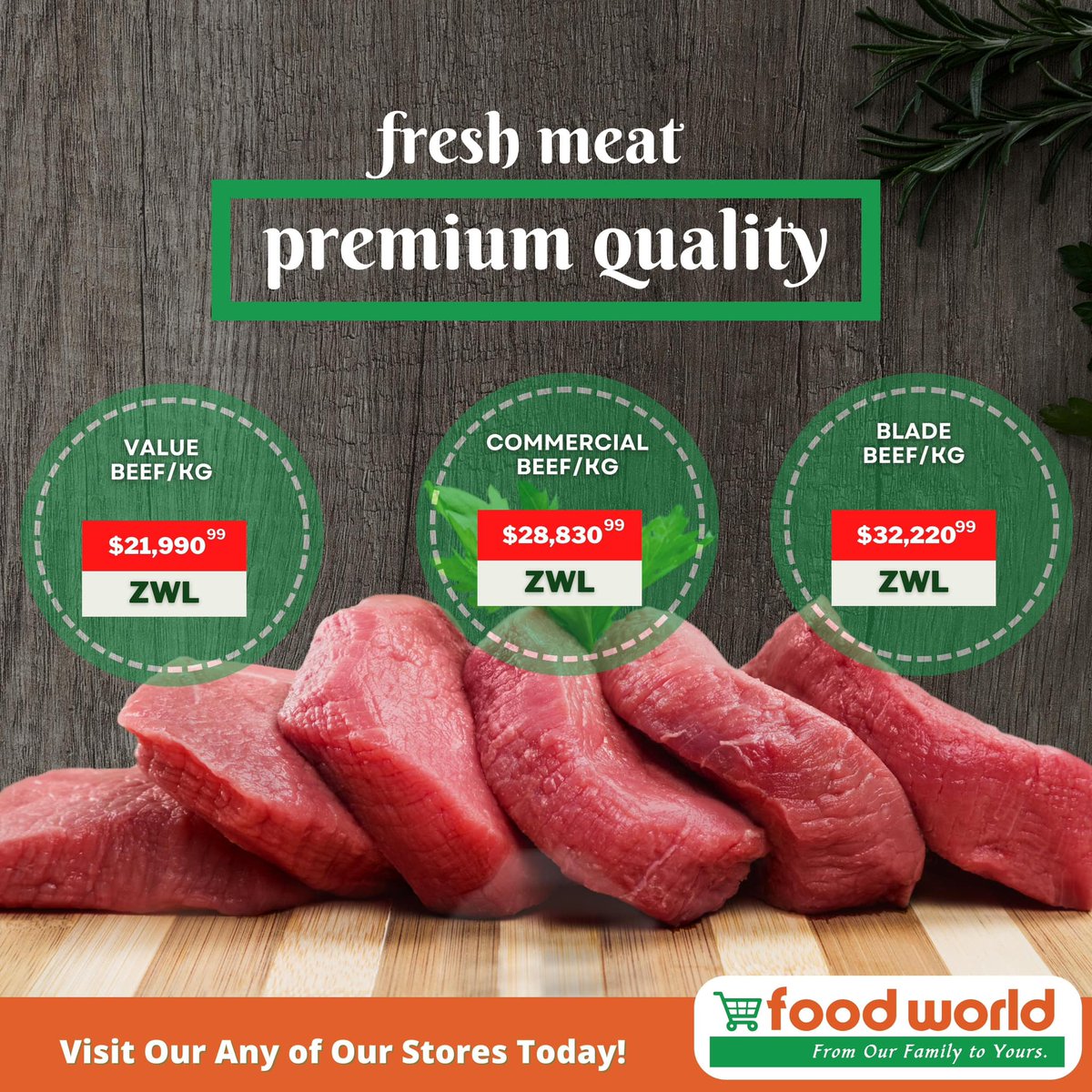 FoodWorldZim's tweet photo. Get premium beef, pork, sausages, and cured meats at reasonable rates exclusively at our butcheries and start your new month off well! #septemberloading

#meatlover #meatlovers #foodworld https://t.co/nvIdVnp4l9