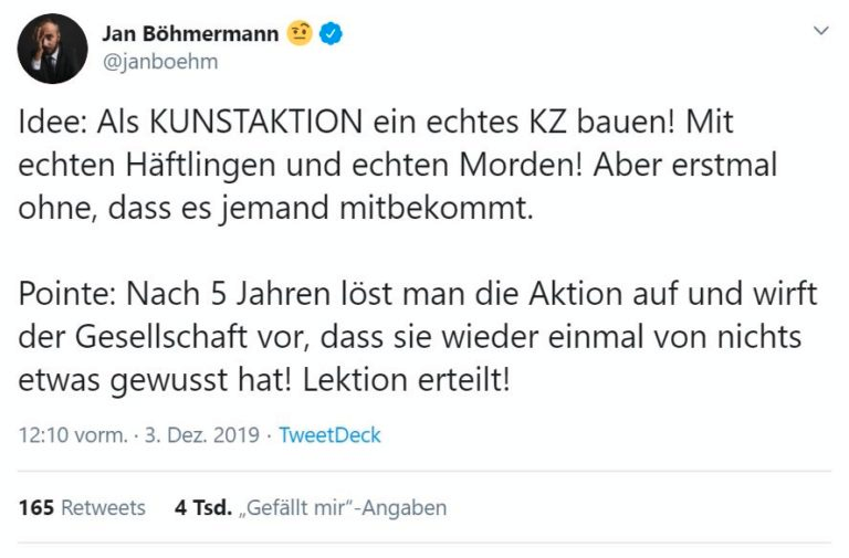 <a href="/polenz_r/">Ruprecht Polenz🇪🇺</a> <a href="/haarlang936/">C100/115 🇵🇸🇺🇦🇪🇺🇨🇦</a> Als Böhmermann KZs bauen wollte mit echten Toten zur Lektion, haben Sie geschwiegen, Herr Polenz.  Auch das ist eine Verhöhnung der Opfer des Nationalsozialismus gewesen.  Interessiert nur niemand.