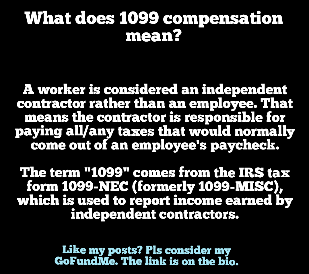 ResetGame8's tweet photo. What is #1099 compensation #job? A legal/fancy way of saying Commission only
#JobSearch #WorkForChange
#EmploymentForAll #JobSeekers #Homeless #CommunitySupport https://t.co/iMSFXoU43g