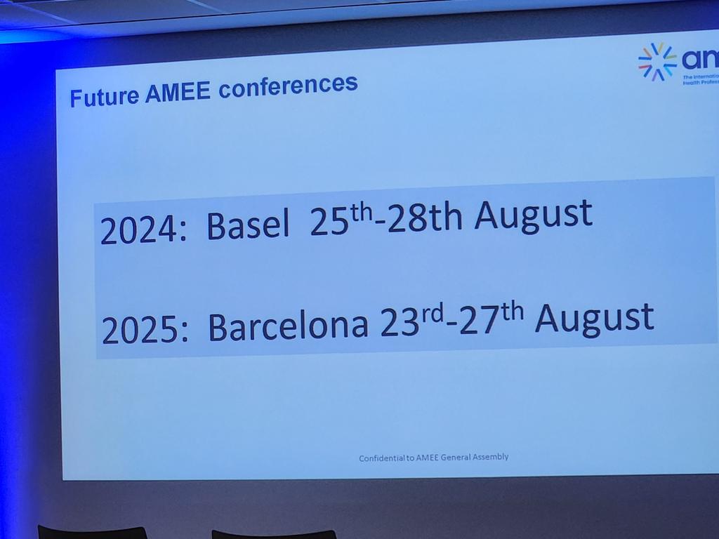 #Amee2024 and #Amee2025 announced now at the AGM at #amee2023 @AMEE_community #meded