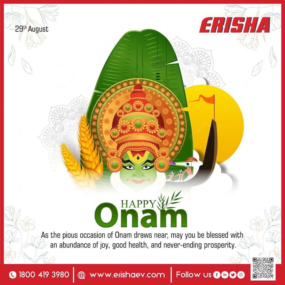 Onam good wishes to all. Happy Onam! 💮

#HappyOnam

#erishaev #erishaemobility
#ev #evchargingsolutions #electricvehicles #ebike #escooter #electricauto #HappyOnam2023