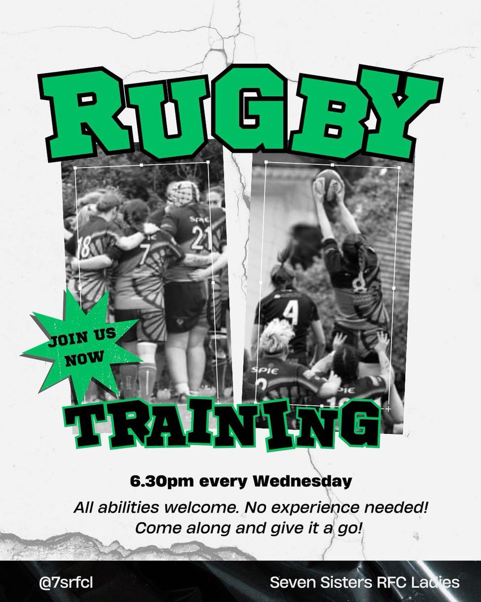 Calling all players! Thinking of giving something new a go? Ever thought of putting those rugby boots back on? Why not give rugby a try? Come along to Seven Sisters RFC tomorrow night at 6.30. Our season starts this Sunday! We look forward to seeing you💚🖤🏉 #blackandgreen