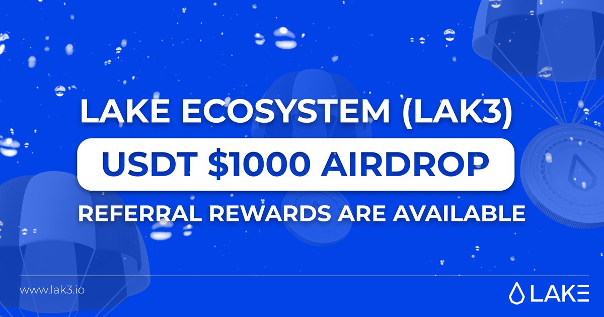 lake_lak3's tweet photo. Get ready for the ultimate #giveaway! 🔥

🏆 Get a piece of USDT $1,000!
📅 AUG 29 - SEP 29

🌟 Referral rewards are available

Join now 👉 https://t.co/GsEYx25fHV

$LAK3 #giveaway #gleam #bounty #airdrop #WaterRevolution https://t.co/YAT4WtB9jh