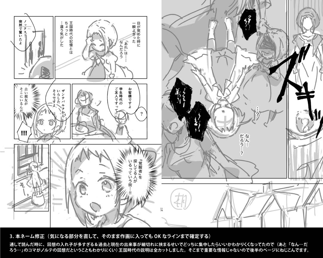 いつもふわっとした文脈で「ネーム」という単語を使っているんですが、その時によって「ネーム」が示してるものが違うので(そしてたぶん同じ漫画描きさんでも人によってかなり違う)どこまで進んでいるかがわかりにくいなと思い
自分はこうだよというのを図にしてみました