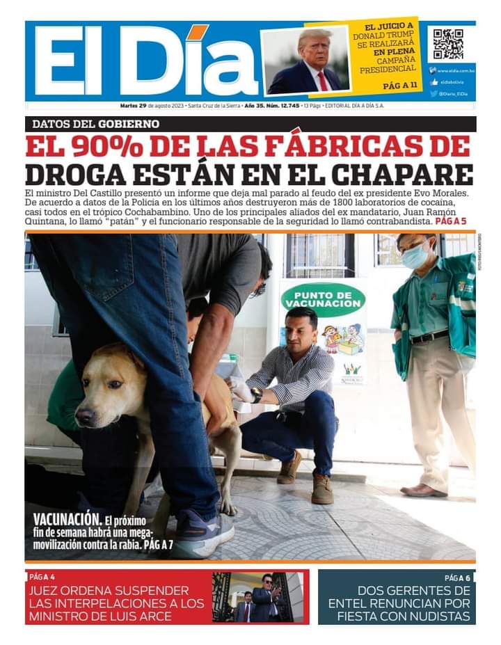 medio_diario's tweet photo. Buen día.
Le invitamos a revisar las #portadas de los #periódicos de hoy, 29 de agosto de 2023.
@LaRazon_Bolivia
@Diario_ElDia
@elpaisbo
#ContraParte
@ContraParteB https://t.co/CvCL7uaTqW