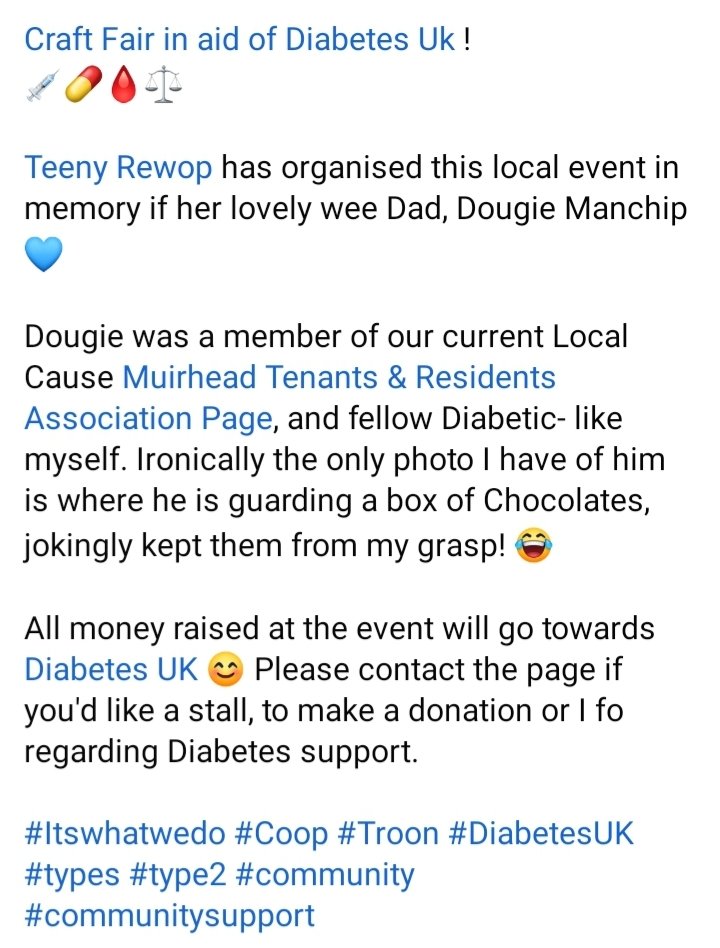 CoopMPTroon's tweet photo. Local Event in #Troon in aid of @DiabetesUK 💉🩸💊⚖
Dougie would be very proud of his daughter! 💙

#troon #Coop #itswhatwedo #community #diabetes #type1type2 https://t.co/j6LrAT0BjR