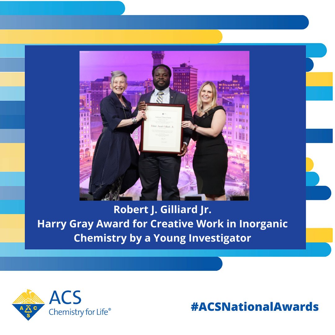 Recognize & inspire: In 2023, Robert J. Gilliard Jr. received the Harry Gray Award for Creative Work in Inorganic Chemistry for his outstanding achievements creative synthetic strategies. Nominations for the 2025 #ACSNationalAwards close Nov. 1! brnw.ch/21wC56Q