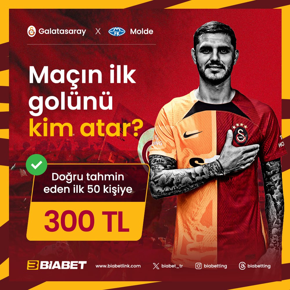 Biabet’te Tahmin Zamanı⚡#UCL

Galatasaray 🆚 Molde maçında maçın ilk golünü hangi futbolcu atar?

Doğru tahminde bulunan ilk 50 kişiye 300₺ 🎁

👉RT yap 3 kişiyi etiketle
👉Form açıklamasındaki tüm hesapları takip et

‼️Formu doldur: l24.im/iU7Mw