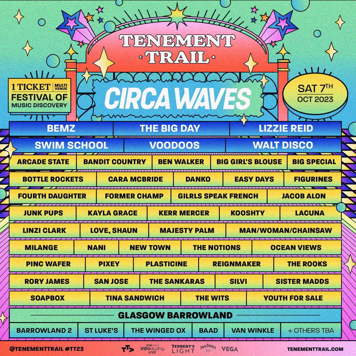 📢 21 NEW ARTISTS ADDED TO #TT23 🙌 🤗 including @bigbemz1 @thebigdayband @lizziereidmusic @weareswimschool @voodo0s @LinziClarkMusic 💫 PLUS we're buzzing to announce @bbcintroducing In Scotland collab 🔥 taking over the @TheBarrowlands 2 Stage 🤝 🎫👇 bit.ly/TRAIL2023