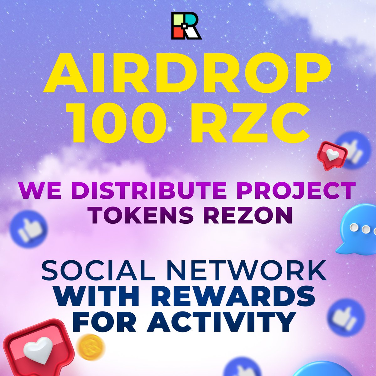 RezonInfo's tweet photo. We are airdropping tokens of the Rezon project. Everyone will receive 50 RZC and the winners for 100 RZC https://t.co/kEchlG8PqO