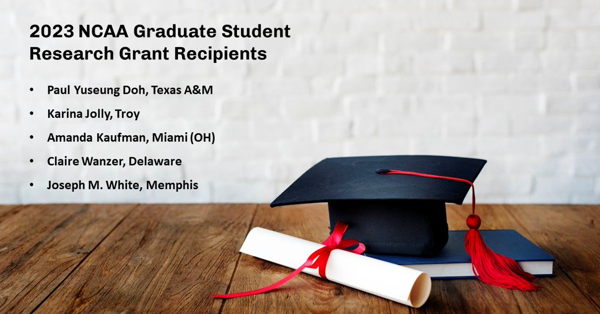 NEW: Congratulations to this year's recipients of NCAA Graduate Student Research Grants!  See the full story on.ncaa.com/gradgrant2023