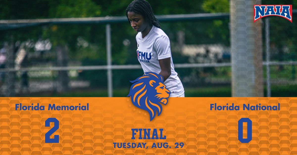 FINAL | <a href="/NAIA/">NAIA</a>
<a href="/USWNT/">U.S. Women's National Soccer Team</a> <a href="/FLMemorialUniv/">Florida Memorial University</a>

<a href="/FMU_WSOC/">Florida Memorial University Women's Soccer</a> 2
<a href="/FNUAthletics/">FNU Athletics</a> 0

#Lions get their first road victory since 2018, and first victory since 2021!

A NEW ERA OF #FMU FUTBOL IS HERE! Congrats to Coach Marc Lue Young on his first career victory! 🏆

#hbcu #soccer #newlookLions 🐯 ⚽️