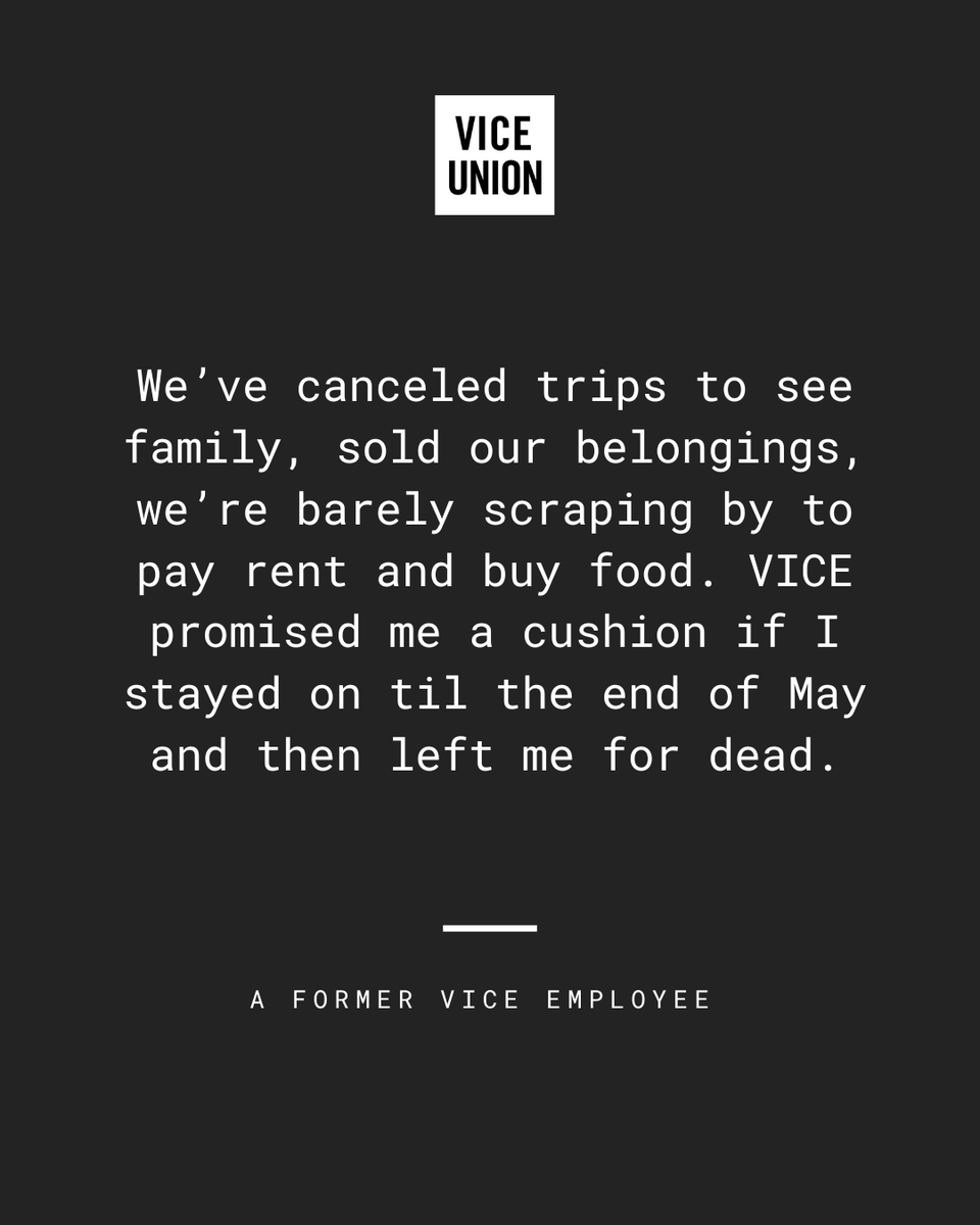 Our emergency hardship fund is still open to help former VICE employees who haven't received their severance: gofundme.com/f/VICEunion