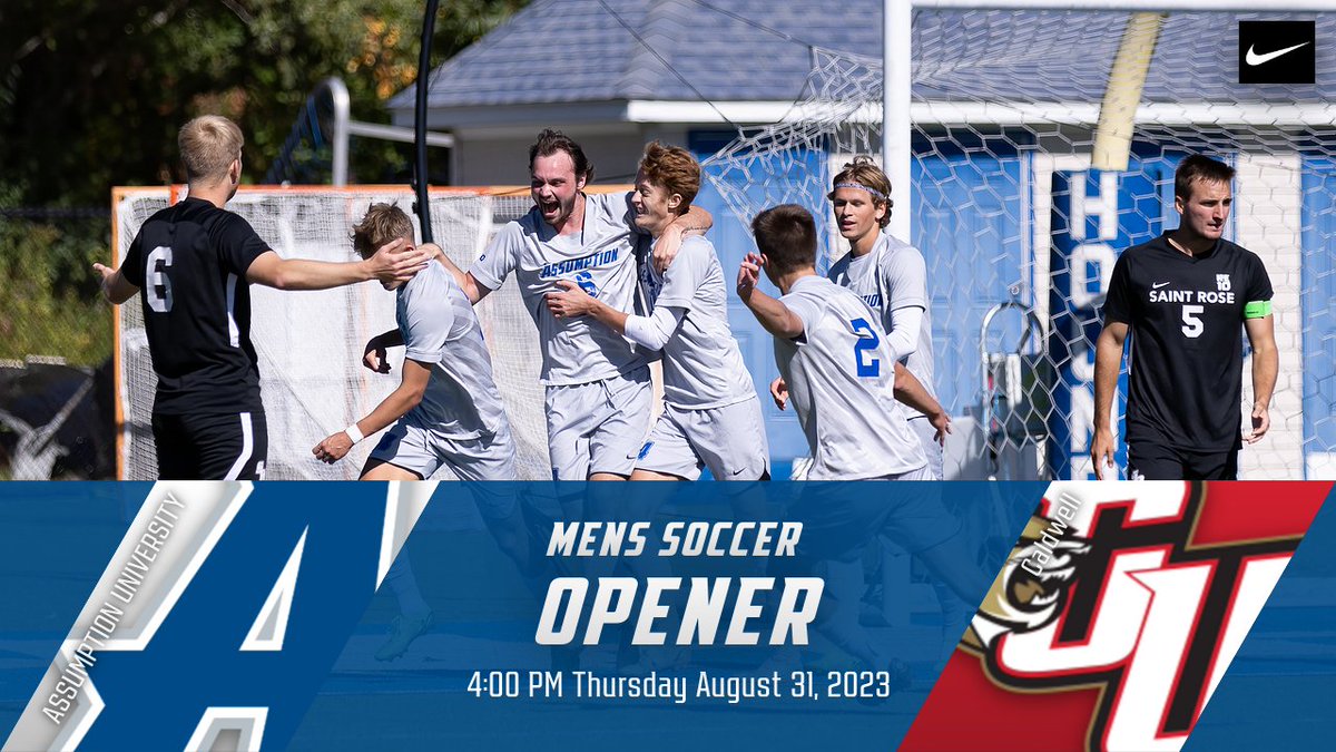 Men's Soccer Kick Off the 2023-24 Assumption University Athletic year at home on Thursday August 31 at 4 PM.  Time to support the Hounds and wish our Captain a Happy Birthday! #LetsGoHounds #HoundNation #NE10EMBRACE #d2soccer #10Sundgot #Norway
