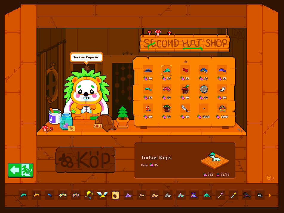 lojzinin's tweet photo. Har du hunnit spana in Second Hat Shop i @Ravlyan ? Om inte - do it! Massa nya fina hattar har ploppat upp under augusti.

#ravlyan #djurspel #spelutveckling #indiespel #pixelspel https://t.co/twaTGT4WiR