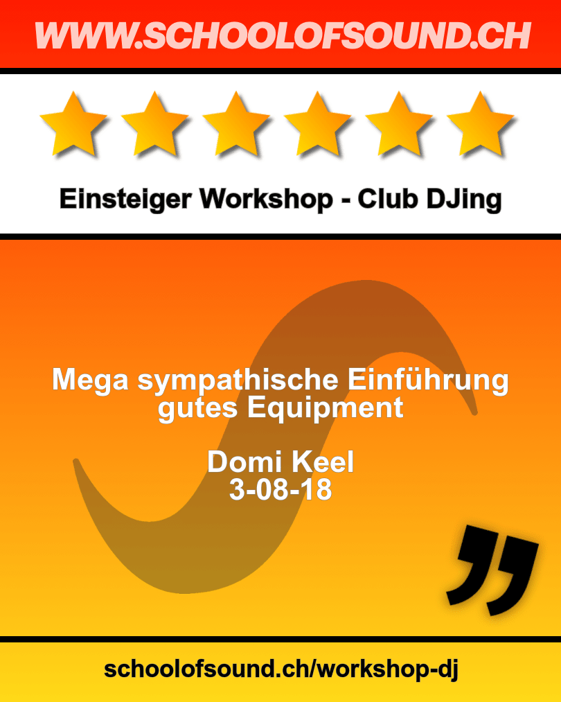 schoolofsoundch's tweet photo. "Mega sympathische Einführung, gutes Equipment" -  Feedback von Domi Keel - Einsteiger Workshop - Club DJing Zürich #feedback https://t.co/SXBydv55e2 https://t.co/CrXW0je2TD