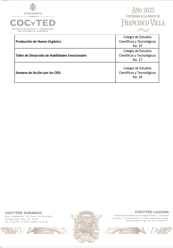 El COCyTED da a conocer los resultados de las propuestas aprobadas dentro del programa “Divulgadores del Conocimiento: Carlos Graef Fernández”.

El dictamen emitido se fundamenta en las observaciones realizadas por el H. Comité de Evaluación.