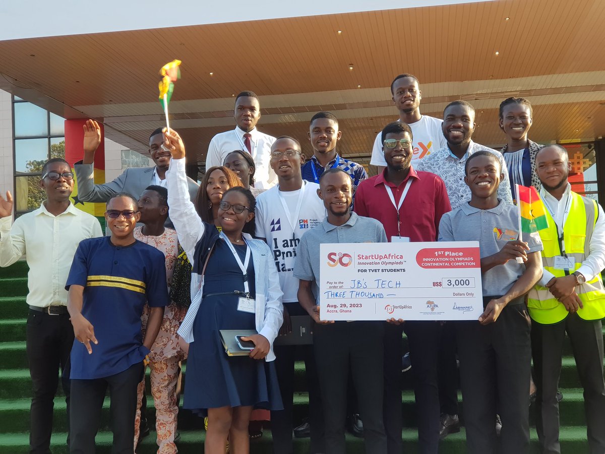 Official_HTU's tweet photo. Big congrats to Team HTU for the outstanding victory at the #ATUPA Conference! 🏆🇬🇭 Making Ghana proud winning the 1st Prize in the StartUpAfrica competition held today at Accra International Conference Centre. Way to go! 🙌🚀
#TeamHTU #ATUPA2023 https://t.co/ll2S9qV5tw