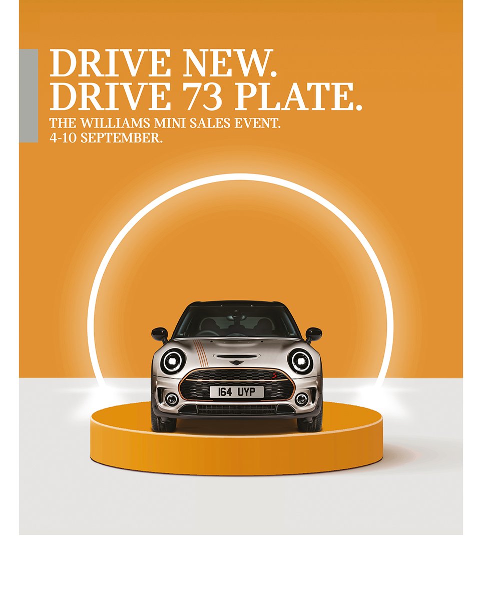 The 73 plate is here – and it could be yours at our epic MINI Sales Event from 4-10 September.

Make the most of the exclusive discounts and deposit offers on a range of new cars and experience the famous Go-Kart handling for yourself.

Sign up here: ow.ly/9QnK50PFthW