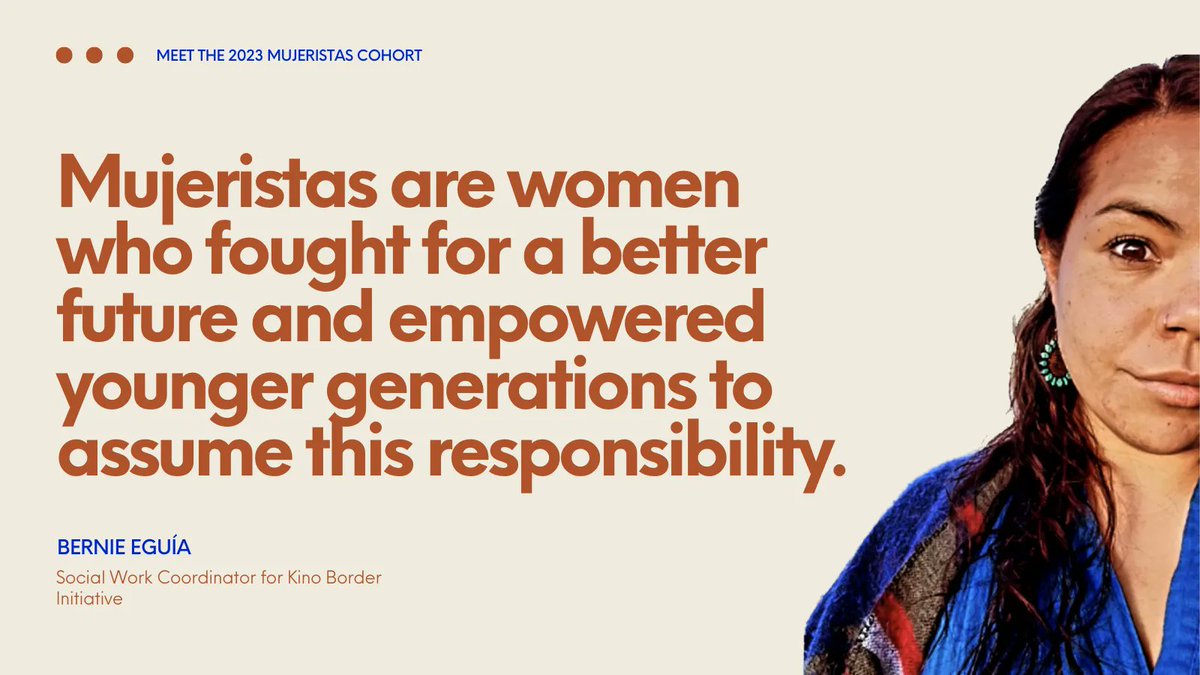 FIAnational's tweet photo. Meet 2023-2024 Mujerista: Bernie Eguía, Social Work Coordinator for Kino Border Initiative.

Mujeristas is a Faith in Action program which challenges the way Latinas see themselves as leaders in the movement, in their communities, &amp; especially in their organizations. https://t.co/OL0TEEkBso