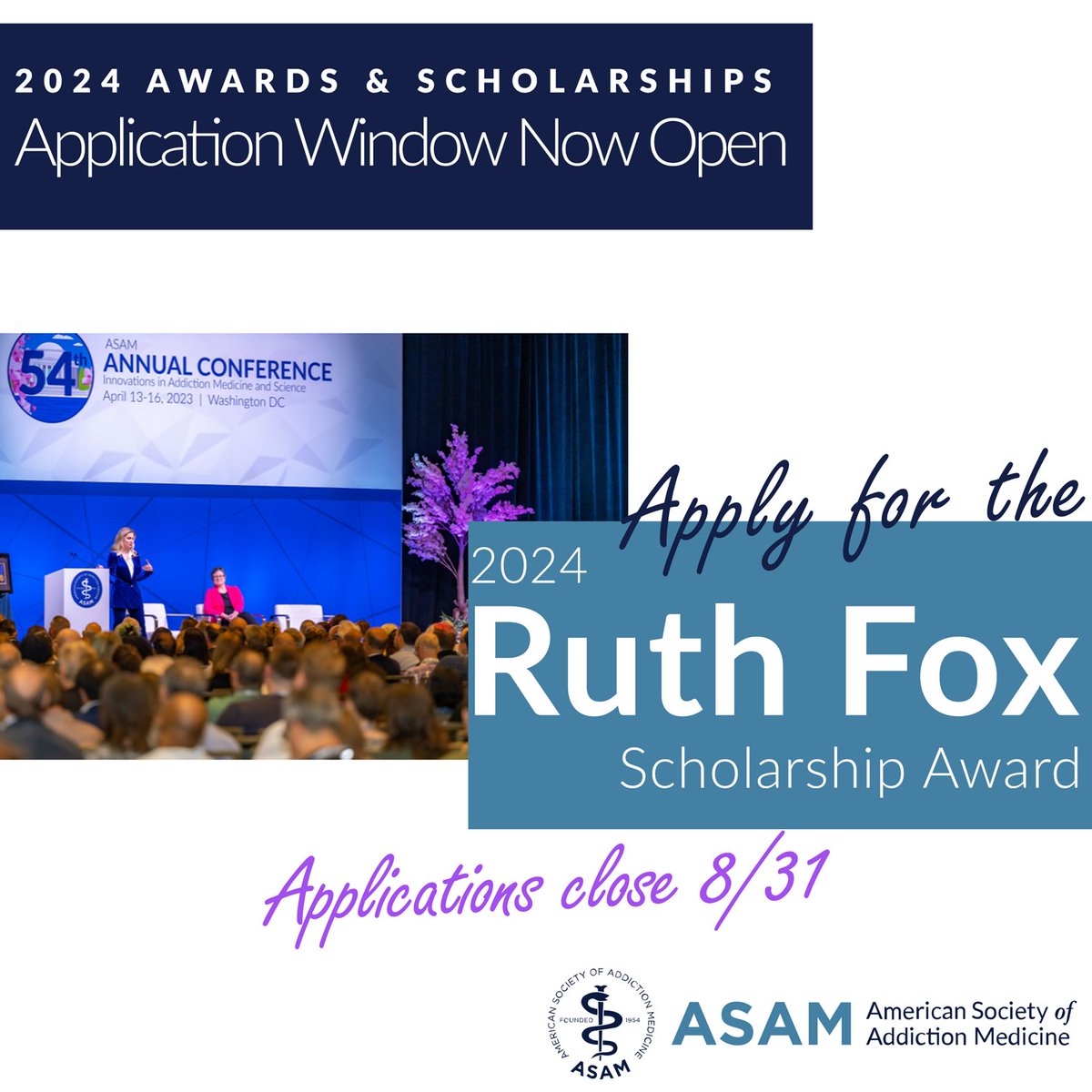 ASAMorg's tweet photo. Only two days left to apply or nominate for the 2023 Ruth Fox Scholarship Award! Learn more now >> https://t.co/IK6eAM8PK4
#Awards #ASAM #AddictionMedicine #ASAMAwards #AddictionAndSociety #AddictionTreatment #RuthFox #RuthFoxScholarship https://t.co/scPGsbrK3E