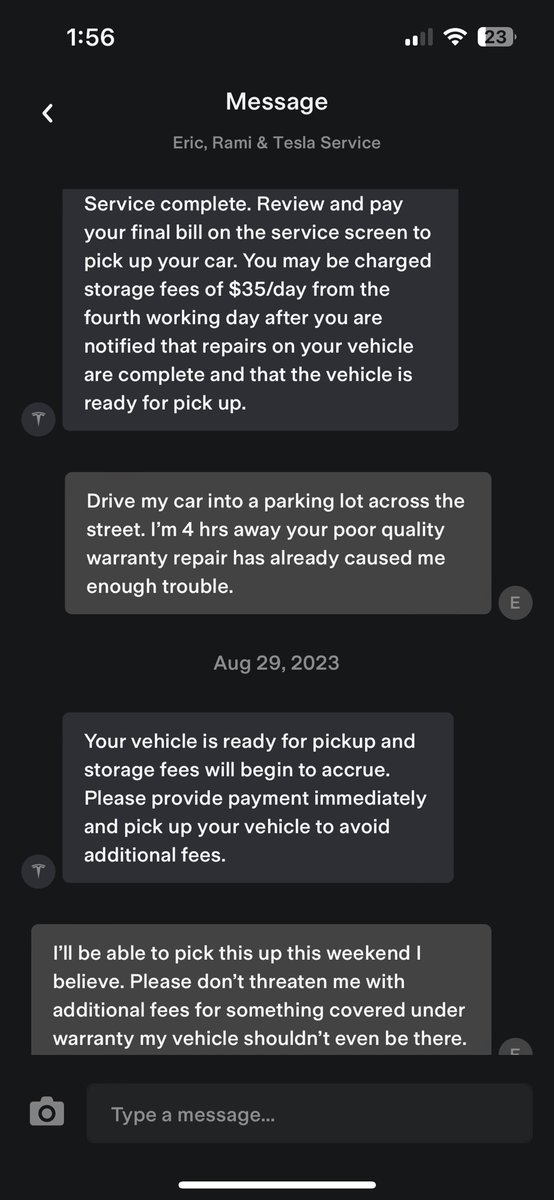 fousthvk's tweet photo. @elonmusk @Tesla battery pack catastrophically failed leaving me stranded 4+ hrs from home, $400 tow later car needs a new battery, $150 ride home, $200 hotel room and you threaten to charge me cuz I can’t come pick up my car. Be better! https://t.co/QYAqGdQuPt
