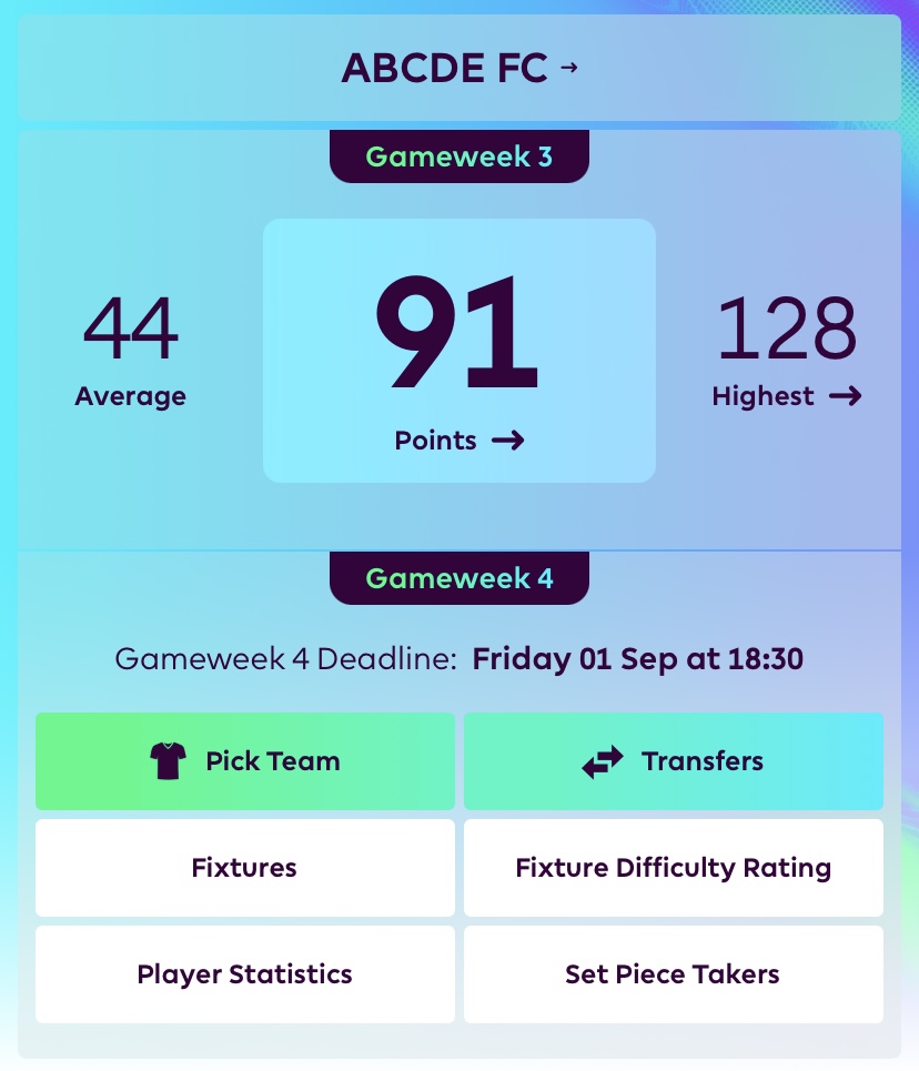 aimi82's tweet photo. Pretty chuffed with top 3500 for game week 3! #FPL https://t.co/k0kTmWTVqc
