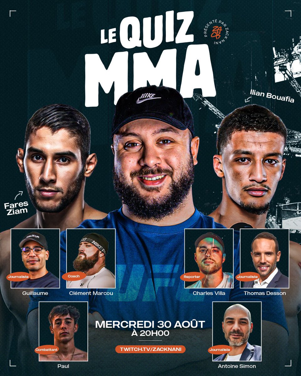 Zack_Nani's tweet photo. La rentrée arrive et je suis super content de vous proposer une nouvelle soirée de Quizz spécial MMA ! 

En partenariat avec @RMCSportCombat ça va me permettre d’avoir accès aux images de l’UFC pendant l’émission avec un super plateau je suis archi HYPÉ https://t.co/2szCj15sur