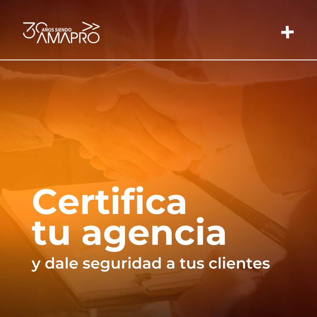 Dale la seguridad a tus clientes de estar trabajando con una agencia que cumple a cabalidad con todos los requisitos legales y de calidad para brindar un servicio de calidad.😌

Certifica tu agencia aquí: amapro.com.mx/certificacion/