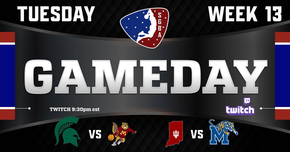 We wrap up Week 13 tonight with a double header on TWITCH at 930pm est.  Swing by and watch Michigan State vs Minnesota &amp; Indiana vs Memphis.  #1League #2k24 #NBA2K23 #NBA2K24 #NBA2K <a href="/iNetworkSports/">iNetwork</a> <a href="/TGA_Media/">TGA</a> <a href="/SupportingStre3/">Network GG</a> <a href="/SportsGamersOn/">Sports Gamers Online</a> <a href="/GamerGrowth/">GamerGrowth</a> twitch.tv/sgba2kleague