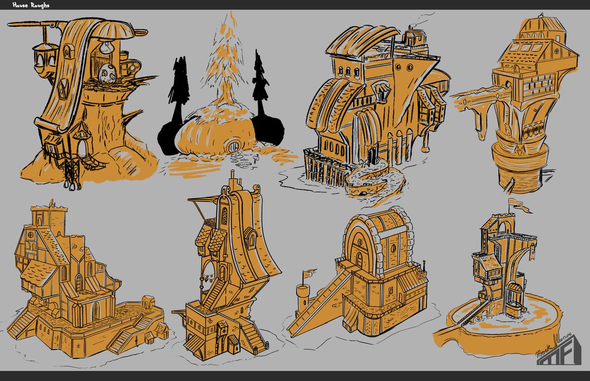 Kramatus's tweet photo. Some rough house designs.

#art https://t.co/eLrDlX1THZ