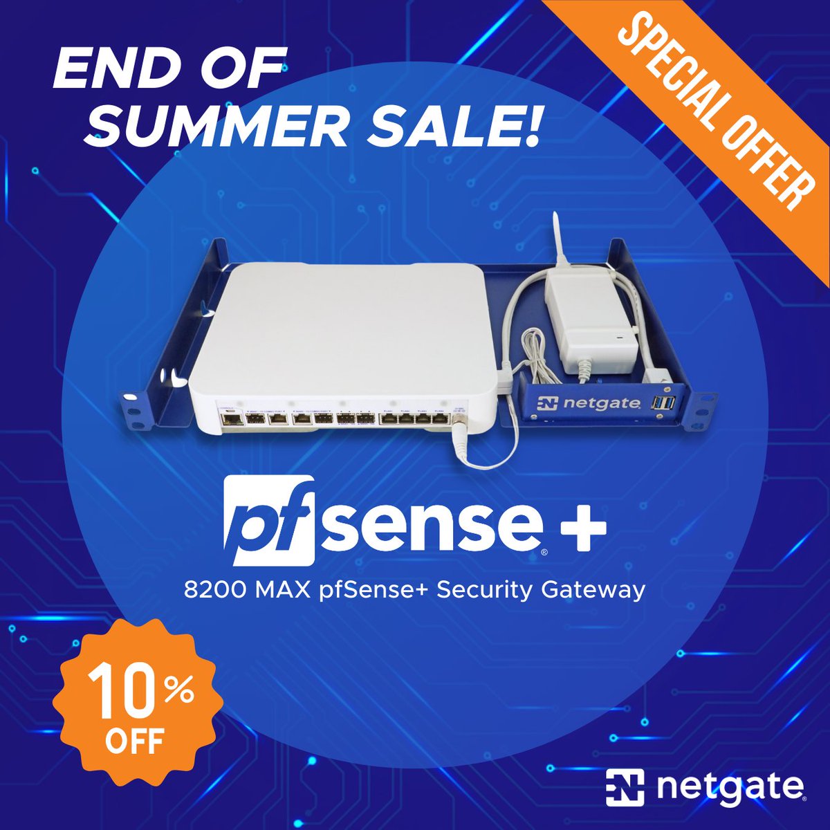 🎉 Exciting News! Get 10% OFF on the Netgate 8200 MAX pfSense+ Security Gateway - a high-performance firewall for your network. Use the code SUMMER8200. Offer ends Sep 30th. hubs.ly/Q020zPpR0 #NetworkSecurity #Sale
