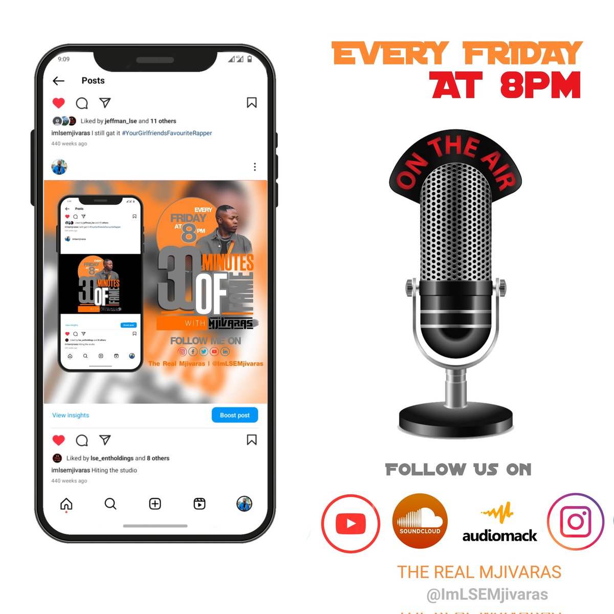 1519Radio's tweet photo. Catch @ImLSEMjivaras Every Friday at 8pm 
On @SoundCloud | @YouTube | @audiomack 

His Show Is #30MinutesOfFameWithMjivaras
Check Them Out 📻 

#1519Radio #iRadioYaseTwatwa #iRadioYaseMaphupheni https://t.co/7jdQZSD8mV