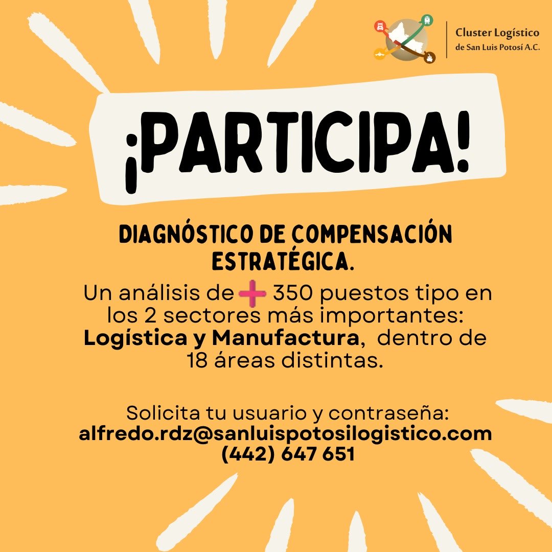 CLSLP_AC's tweet image. ¿Estás cansado de tener una rotación de personal de más del 30%? Participa en el único estudio, donde podrás conocer: sueldos, salarios y compensaciones dentro de los sectores logistico y manufacturero. ¡Regístrate! ⁦@CANACINTRA_SLP⁩ ⁦@CENTROPYME⁩ ⁦@dukke_cons⁩