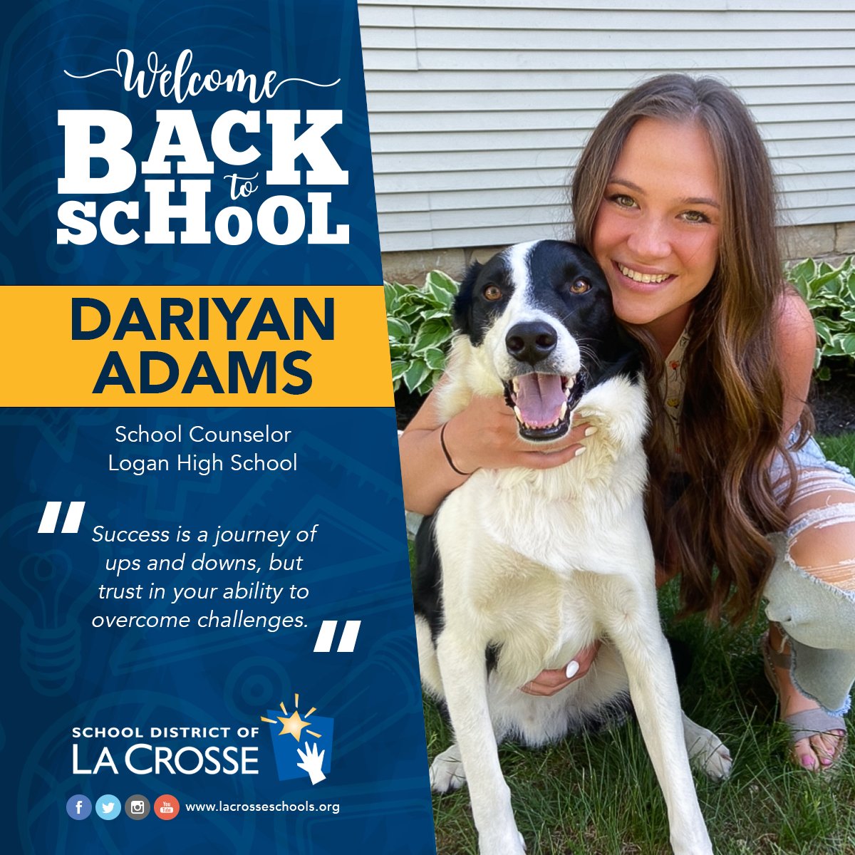⭐️Time for another 2023-2024 new staff intro! We're pleased to have new Logan HS #counselor Dariyan Adams join the crew. Please help us welcome Dariyan to our #WeAreLaCrosse family!