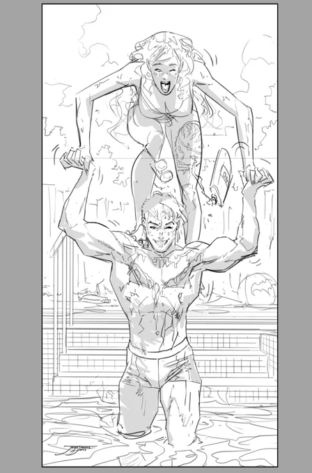 Swimsuit pinup WIP :) #nightwing #barbaragordon #WIP  Alex Sanchez perfect colors! 