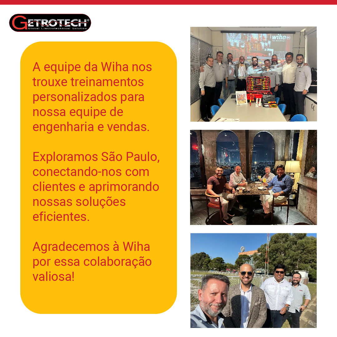 Getrotech's tweet image. A Getrotech teve a honra de receber a equipe @WihaToolsUSA  para treinamentos personalizados. Nossa equipe de engenharia e vendas se aprimorou com especialistas da Wiha, fortalecendo ainda mais nossa expertise. 
#Getrotech #Wiha