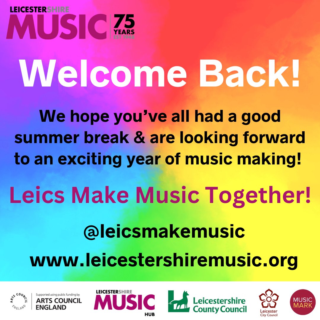 LeicsMakeMusic's tweet image. A big Welcome Back to all Students, Schools and Staff! We hope you've all had a great summer break and are ready for a new exciting year or music making with Leicestershire Music!  #leicsmakemusic #newacademicyear #LetsDoThis #musiceducation