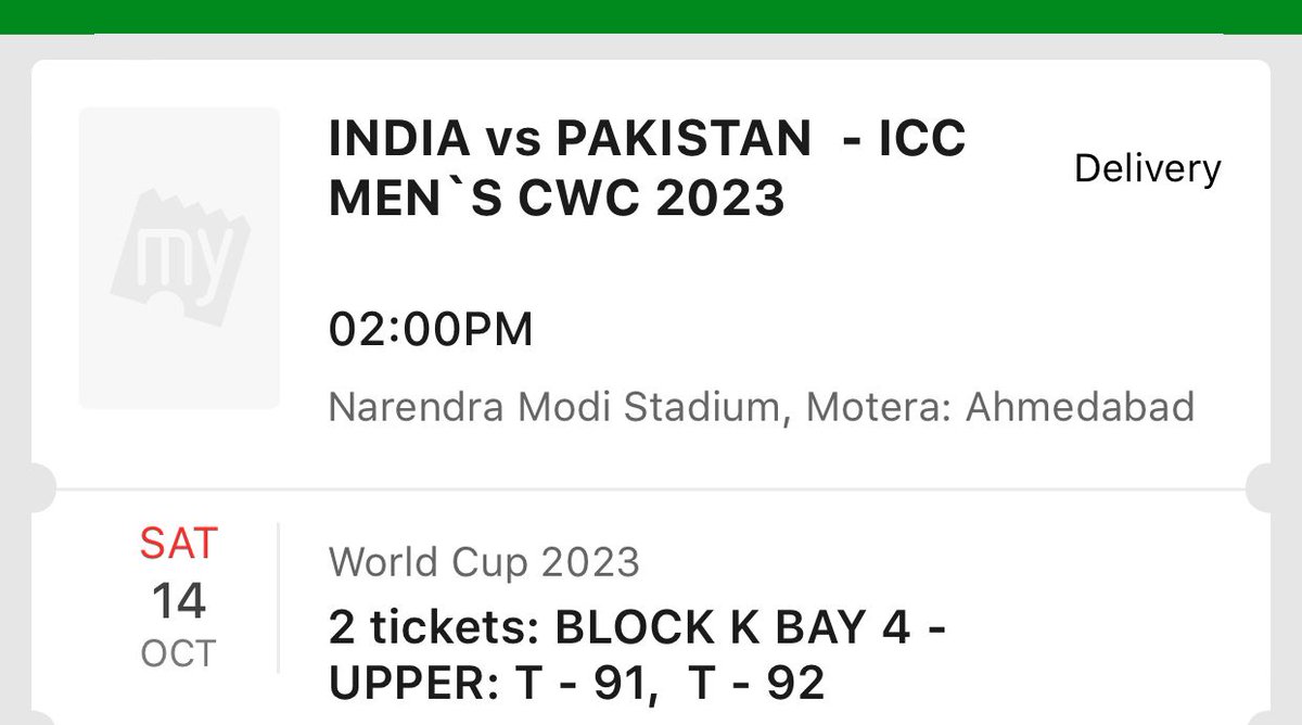 ScrollAncient's tweet photo. Booked one extra ticket for India vs Pakistan in Ahmedabad . Follow and retweet this tweet and I'll give it at MRP price to one of my followers 🥳

#BookMyShow #ICCWorldCup2023 
#INDvsPAK #WorldCup2023 https://t.co/NRQn2rBqN3