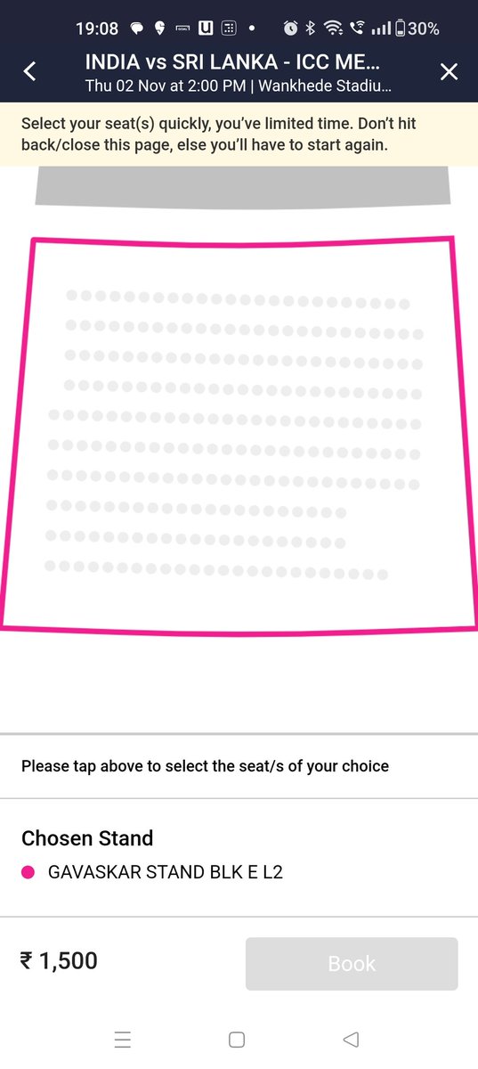 shoumodipto's tweet photo. After waiting in queue for over an hour and getting through for India v Sri Lanka, @bookmyshow shows me the available stand but no available tickets inside so I can't select anything. What a sham! If you don't have tickets why give people false hope and waste their time!! https://t.co/n4IQQgIDkP
