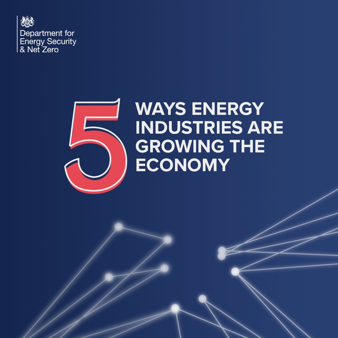 Homegrown energy is important for energy security, while also helping us to grow the economy.​

Let’s take a look at 5 of the UK’s low-carbon energy industries and how much they are contributing to the economy💡💵 ​

🧵 👇