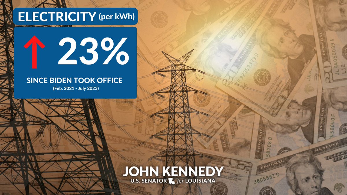 Since Pres. Biden took the reins on our economy, Americans’ electric bill have gone up 23%. That’s Bidenomics in action.