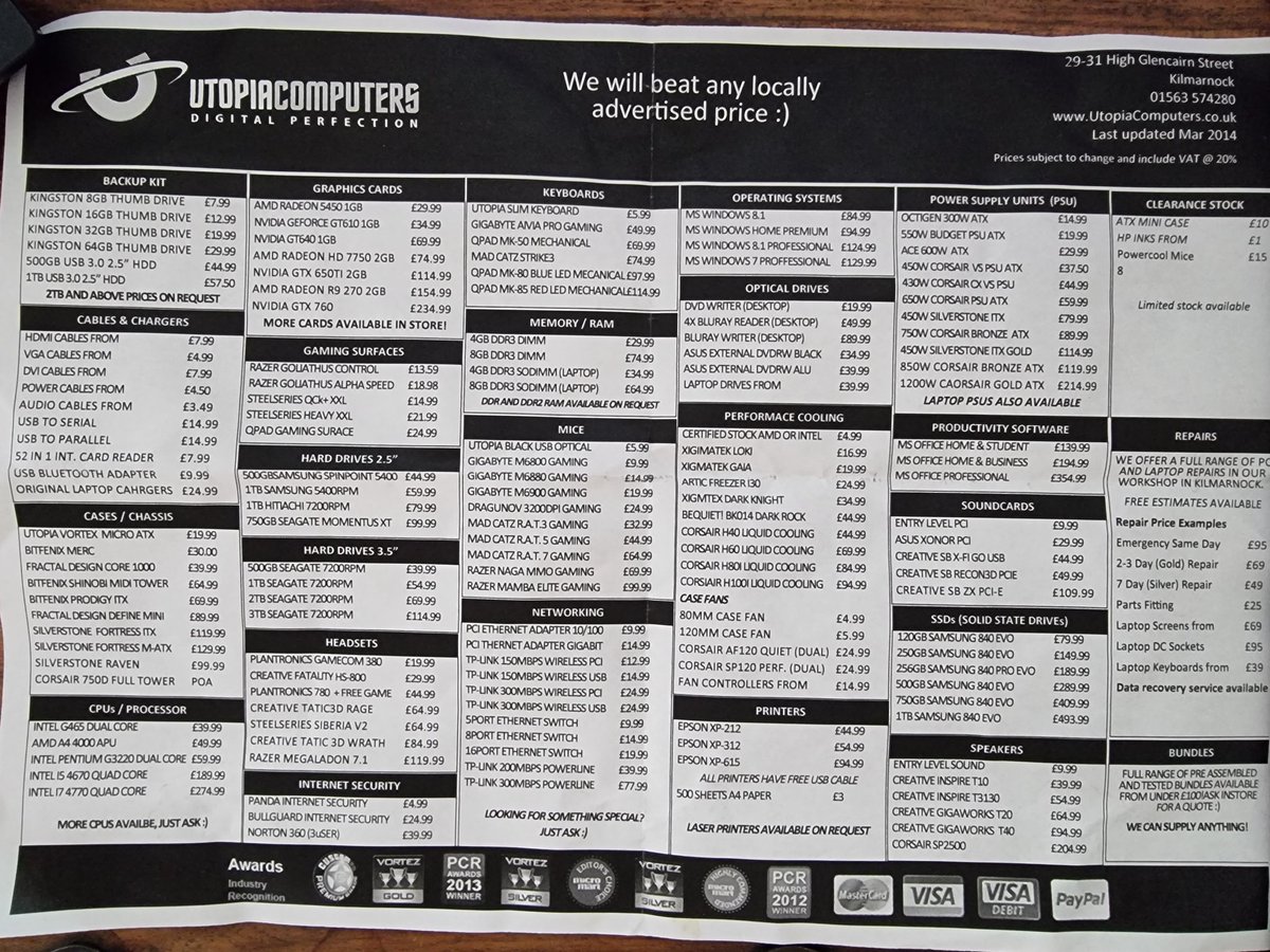AltSyndicate's tweet photo. @UtopiaComputers hey guys. Hope you are all well!

Can I grab a nvidia gt640. Intel i7 4770 quad core and 8gb of ddr3 dimm please? Going all out #ThrowbackTuesday https://t.co/ARTXygPhua