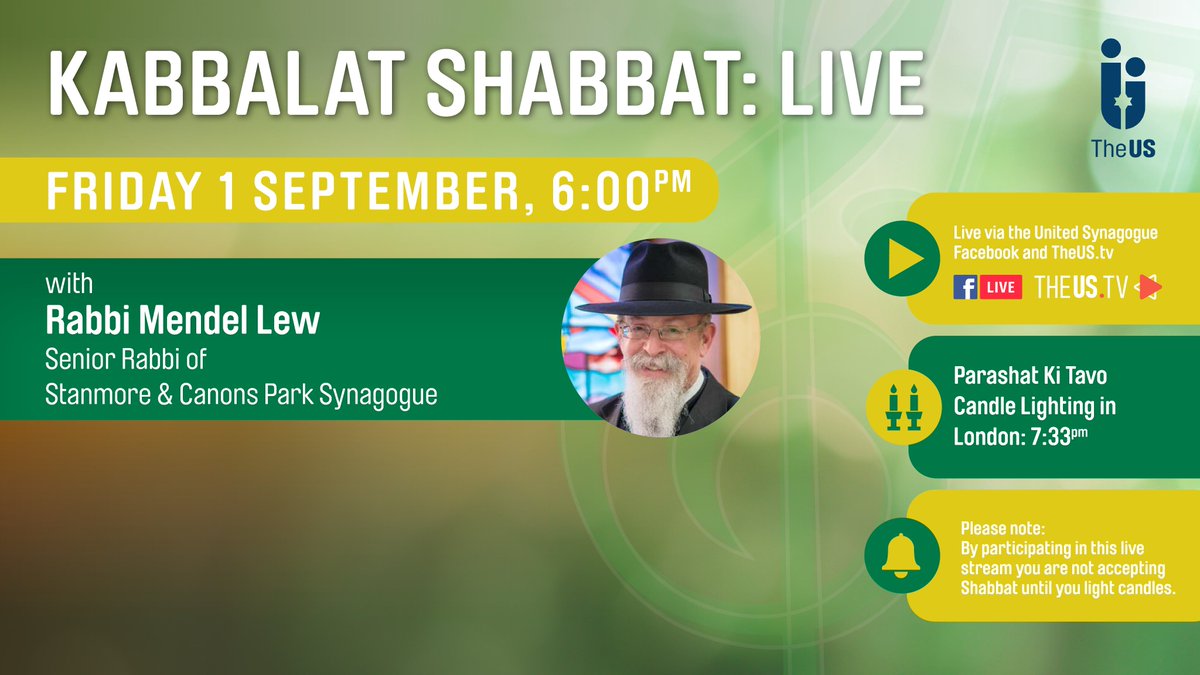 Join us tomorrow at 6:00pm as we prepare to welcome in Shabbat with Stanmore & Canons Park’s Rabbi Mendel Lew! Watch it live here: theus.tv/kabbalat-shabb…