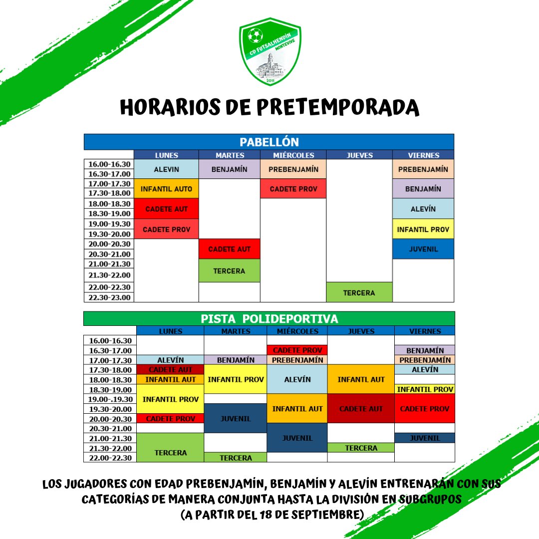 Ya tenemos los horarios de pretemporada de todas nuestras categorías.

¡Esto empieza!

<a href="/Ayto_Alhendin/">AyuntamientoAlhendín</a>