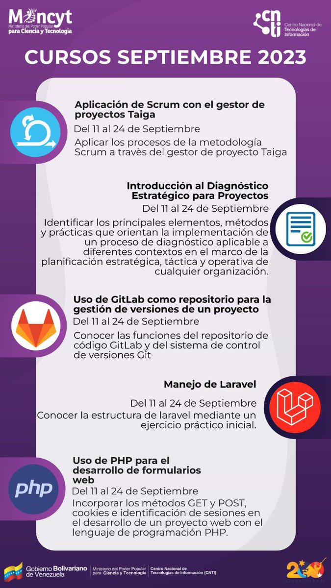 CNTI_VE's tweet photo. #FelizMartesATodos
Les recordamos que en solo dos días culminan las inscripciones a los cursos gratuitos del mes de septiembre.
Aprovecha la oportunidad y fórmate en áreas como: #Scrum #Laravel #Python #Taiga #PHP #GitLab #Java #Writer #IngSoftware
https://t.co/0ZoXAFQN0t https://t.co/49cEXtmbvR