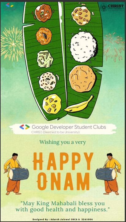 gdsc_cdtu's tweet photo. Celebrating unity and harvest in abundance:  GDSC wishes you a very happy and delightful Onam! https://t.co/aZMrHLil7y
